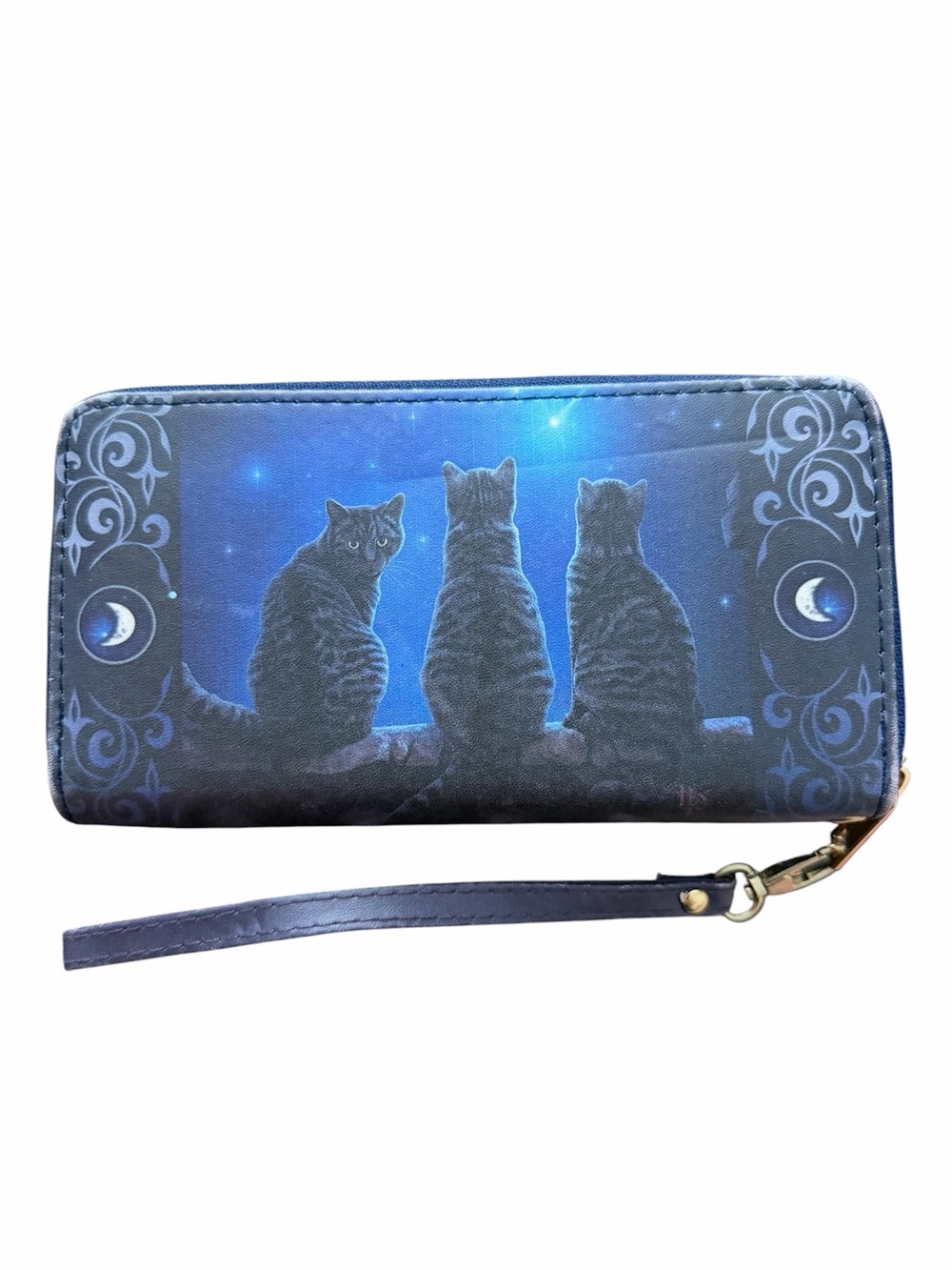Wallet with cat, moon, and stars! Same print on both sides! Zipper closure!